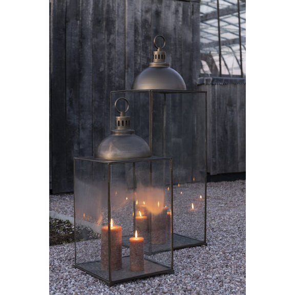 J-Line lantaarn Hagrid - glas/ijzer - brons - large - Chic Choice