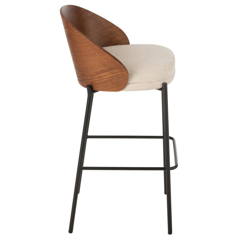 J-Line Barstoel Lone Multiplex/Metaal Bruin/Beige - Chic Choice