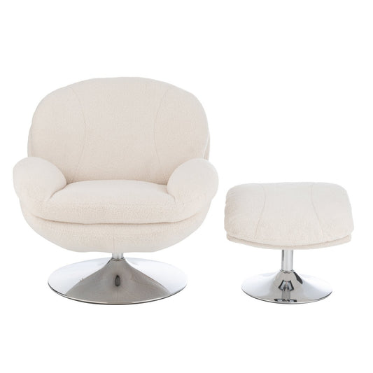J-Line Relax Zetel+ Voetbank Metaal/Multiplex Creme/Zilver - Chic Choice