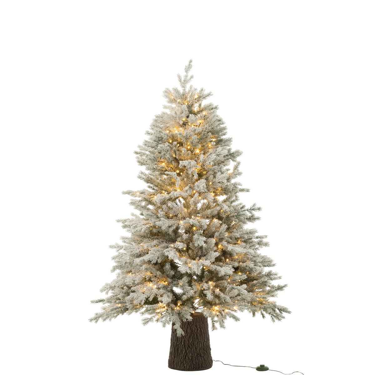 J-Line Kerstboom 600 Led Houten Basis Besneeuwd Kunstmatig Donkergroen