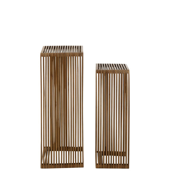 J-Line bijzetafel Kubus Gerecycleerd Teak - hout naturel - Chic Choice