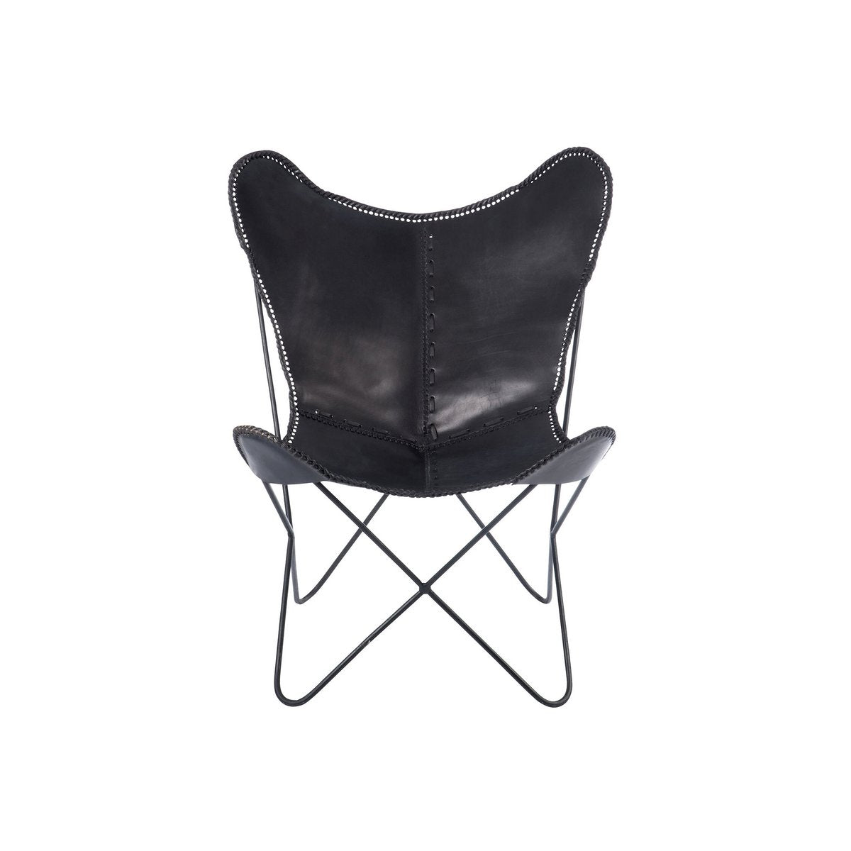 J-Line Lounge stoel - leer/ metaal - zwart - Chic Choice