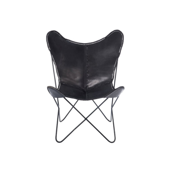 J-Line Lounge stoel - leer/ metaal - zwart - Chic Choice