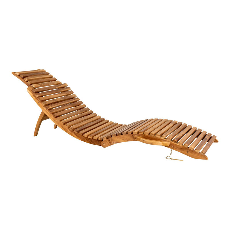 Arrieta Ligstoel - Natuurlijk, Teak, 160x50x25 cm - Chic Choice
