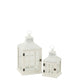 J-Line Set Van Twee Lantaarns Huizen Sparhout/Metaal Wit - Chic Choice