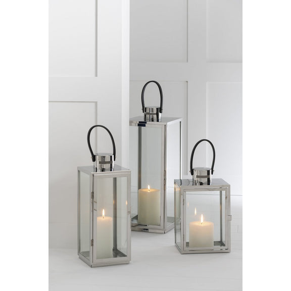 J-Line Llantaarn Vierkant - metaal/glas - zilver - Chic Choice