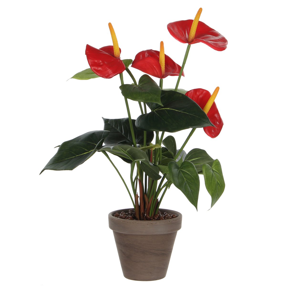 Anthurium Kunstplant in Bloempot Stan - H38 x Ø30 cm - Rood - Chic Choice