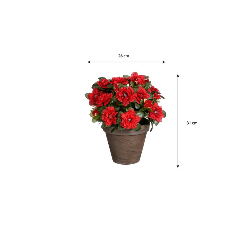Azalea Kunstplant in Bloempot Stan - H31 x Ø26 cm - Rood - Chic Choice