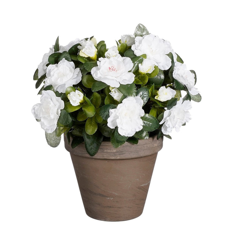 Azalea Kunstplant in Bloempot Stan - H31 x Ø26 cm - Wit - Chic Choice