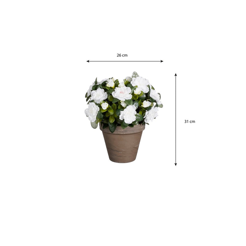 Azalea Kunstplant in Bloempot Stan - H31 x Ø26 cm - Wit - Chic Choice