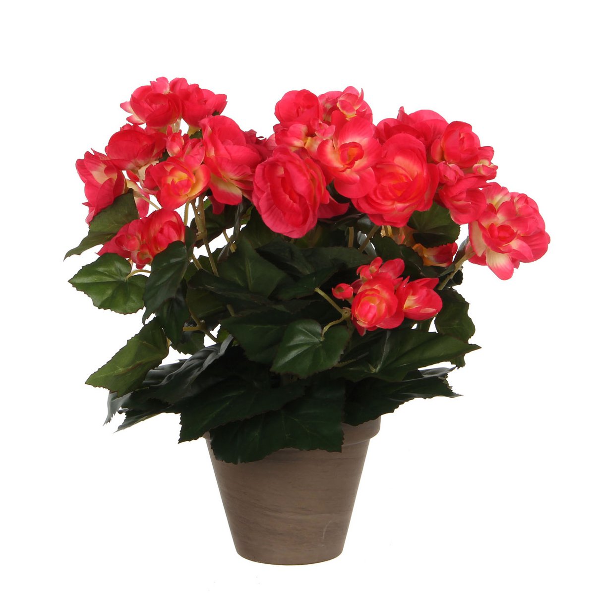 Begonia Kunstplant in Bloempot Stan - H30 x Ø25 cm - Donkerroze - Chic Choice