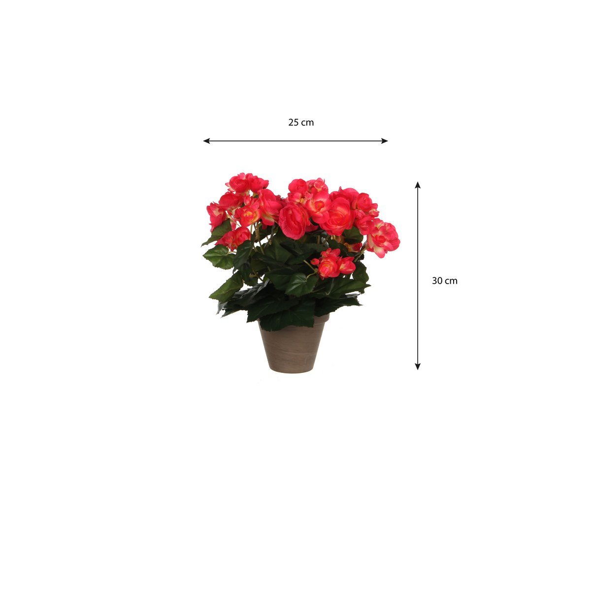 Begonia Kunstplant in Bloempot Stan - H30 x Ø25 cm - Donkerroze - Chic Choice