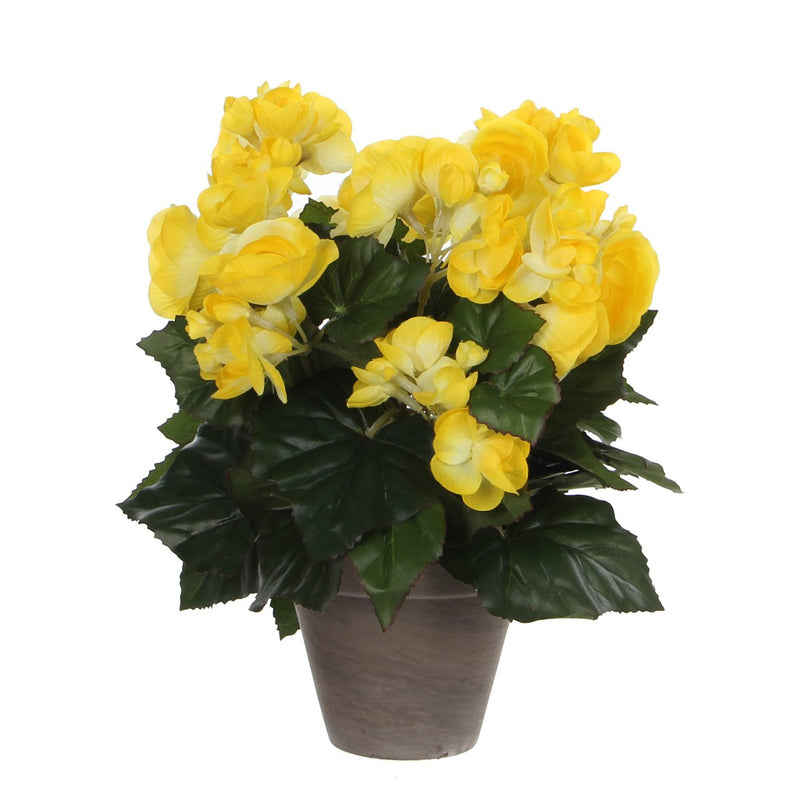 Begonia Kunstplant in Bloempot Stan - H30 x Ø25 cm - Geel - Chic Choice
