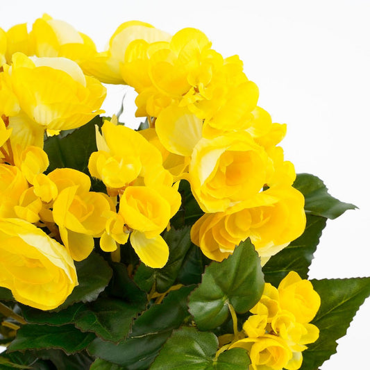 Begonia Kunstplant in Bloempot Stan - H30 x Ø25 cm - Geel - Chic Choice