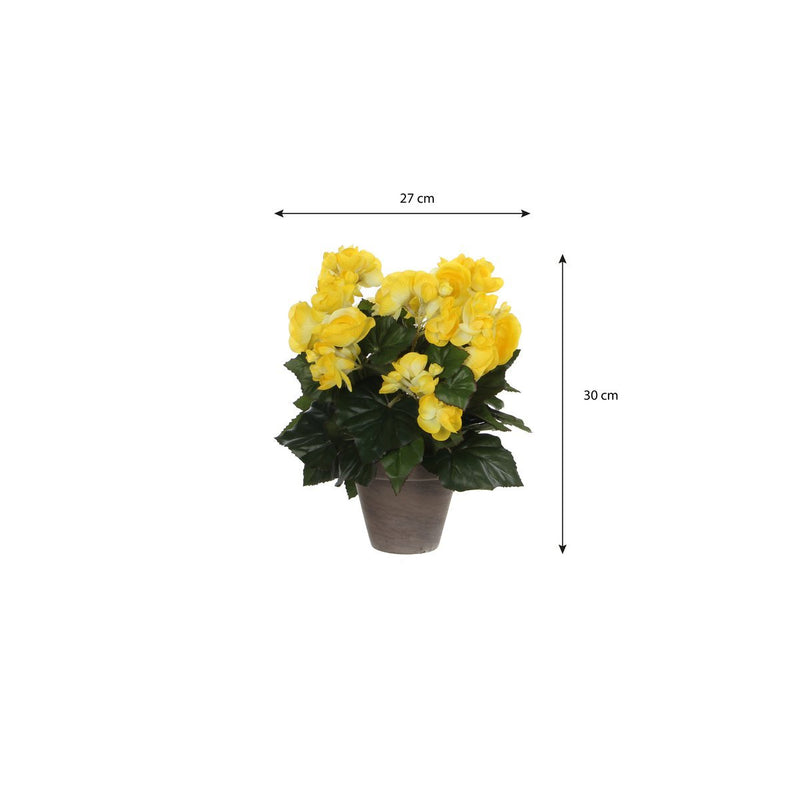 Begonia Kunstplant in Bloempot Stan - H30 x Ø25 cm - Geel - Chic Choice