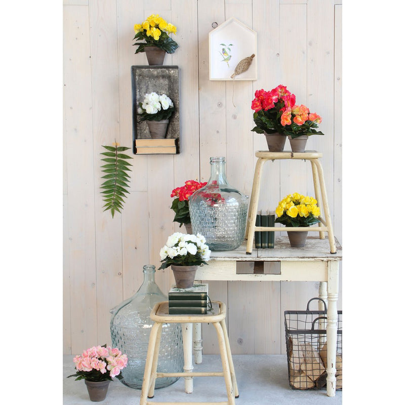 Begonia Kunstplant in Bloempot Stan - H30 x Ø25 cm - Wit - Chic Choice