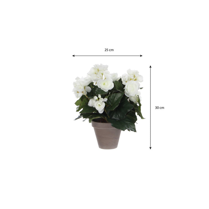 Begonia Kunstplant in Bloempot Stan - H30 x Ø25 cm - Wit - Chic Choice