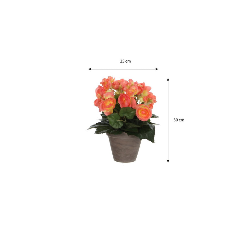 Begonia Kunstplant in Bloempot Stan - H30 x Ø25 cm - Zalmroze - Chic Choice