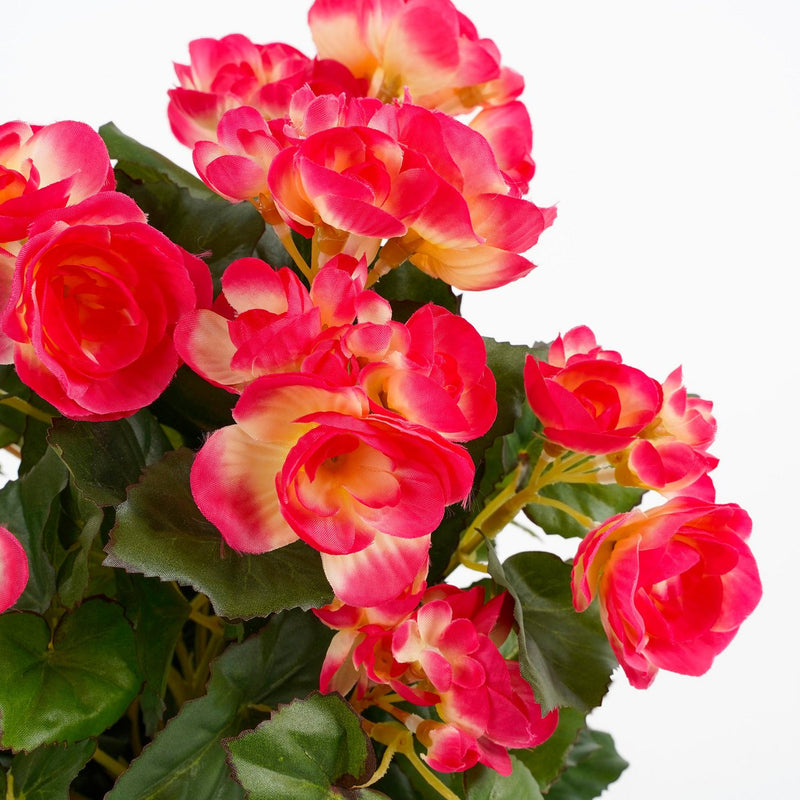 Begonia Kunstplant in Bloempot Stan - H37 x Ø36 cm - Donkerroze - Chic Choice