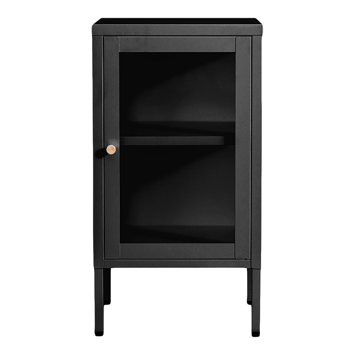 Dalby Kast - Zwart, Staal, Glas, 38x35x70cm - Chic Choice