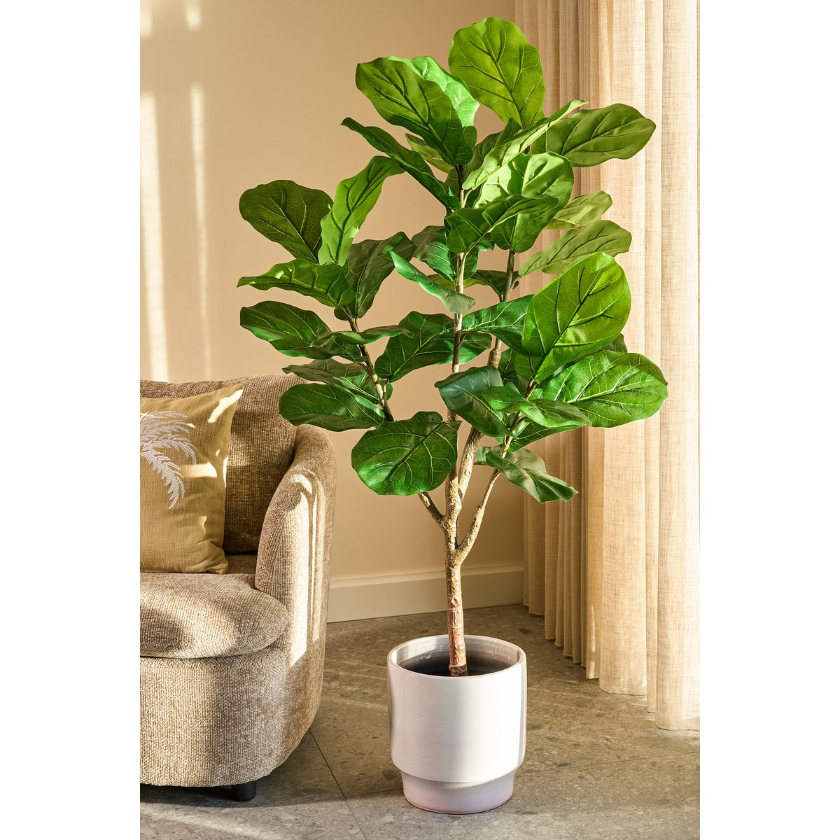 Ficus Lyrata Kunstplant in Pot - H150 x Ø50 cm - Groen - Chic Choice
