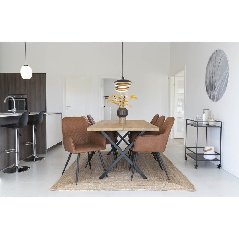 Harbo Eetkamerstoel - PU, Staal, Bruin - Set van 2 - Chic Choice