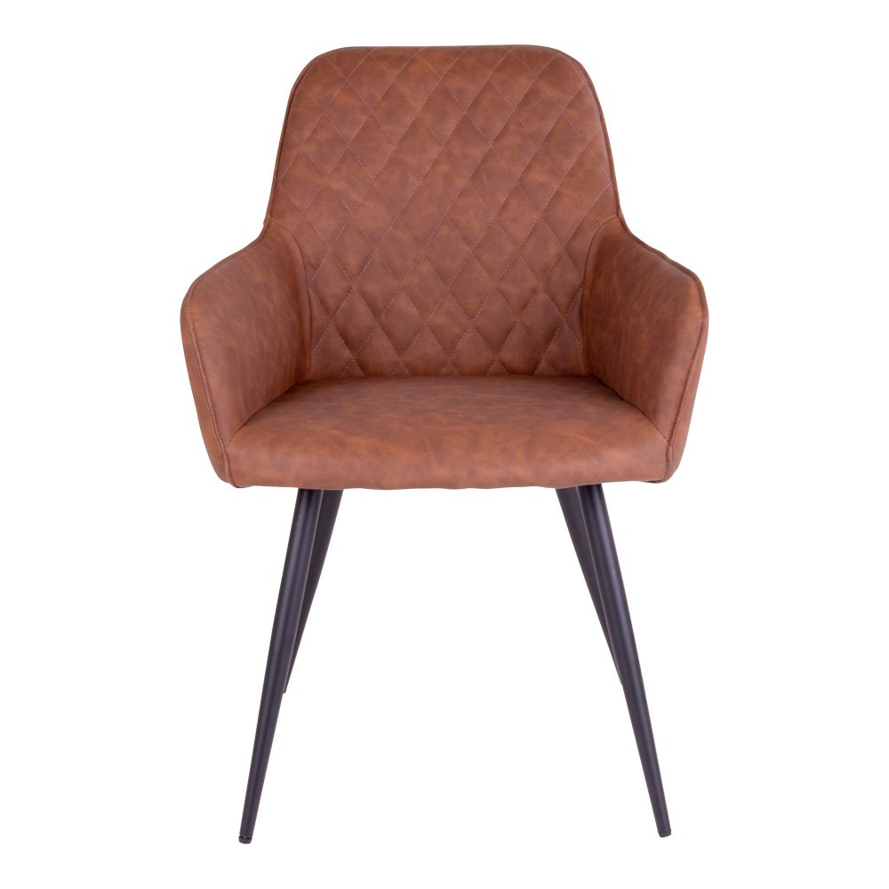 Harbo Eetkamerstoel - PU, Staal, Bruin - Set van 2 - Chic Choice
