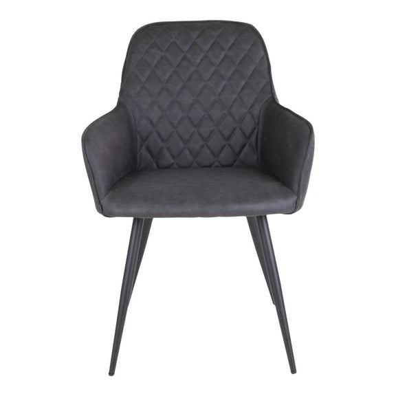 Harbo Eetkamerstoel - PU, Staal, Grijs - Set van 2 - Chic Choice