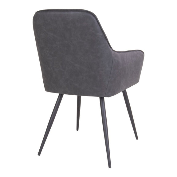 Harbo Eetkamerstoel - PU, Staal, Grijs - Set van 2 - Chic Choice