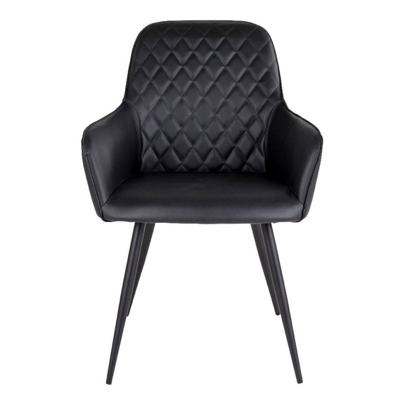 Harbo Eetkamerstoel - PU, Staal, Zwart - Set van 2 - Chic Choice
