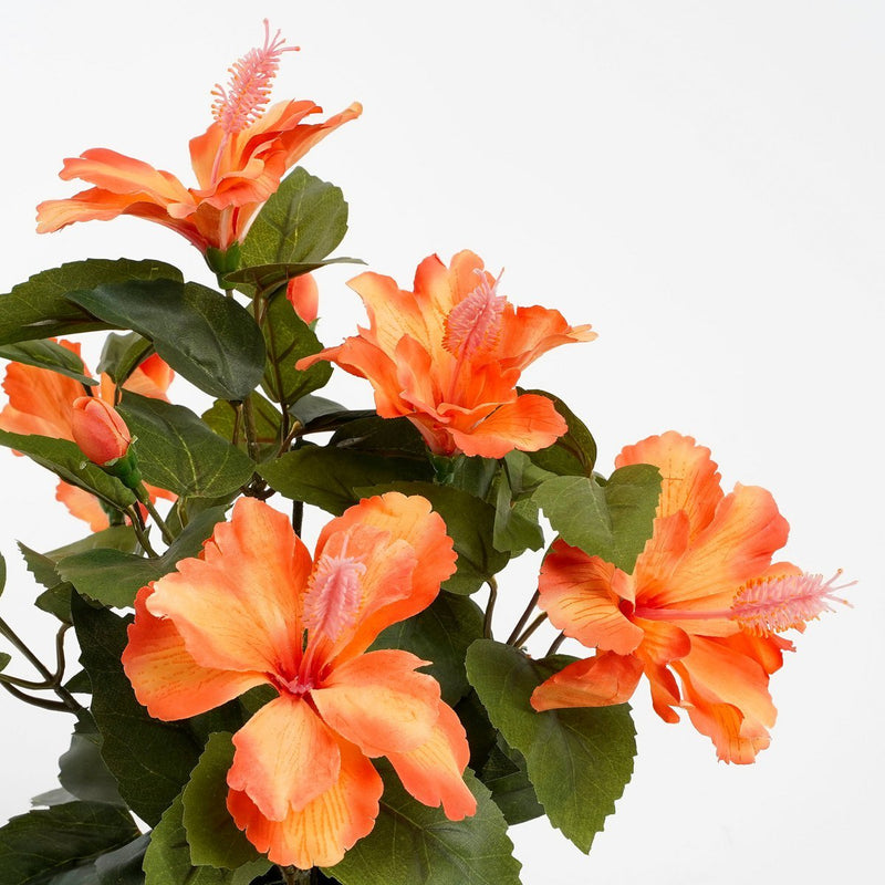 Hibiscus Kunstplant in Bloempot Stan - H40 x Ø30 cm - Oranje - Chic Choice