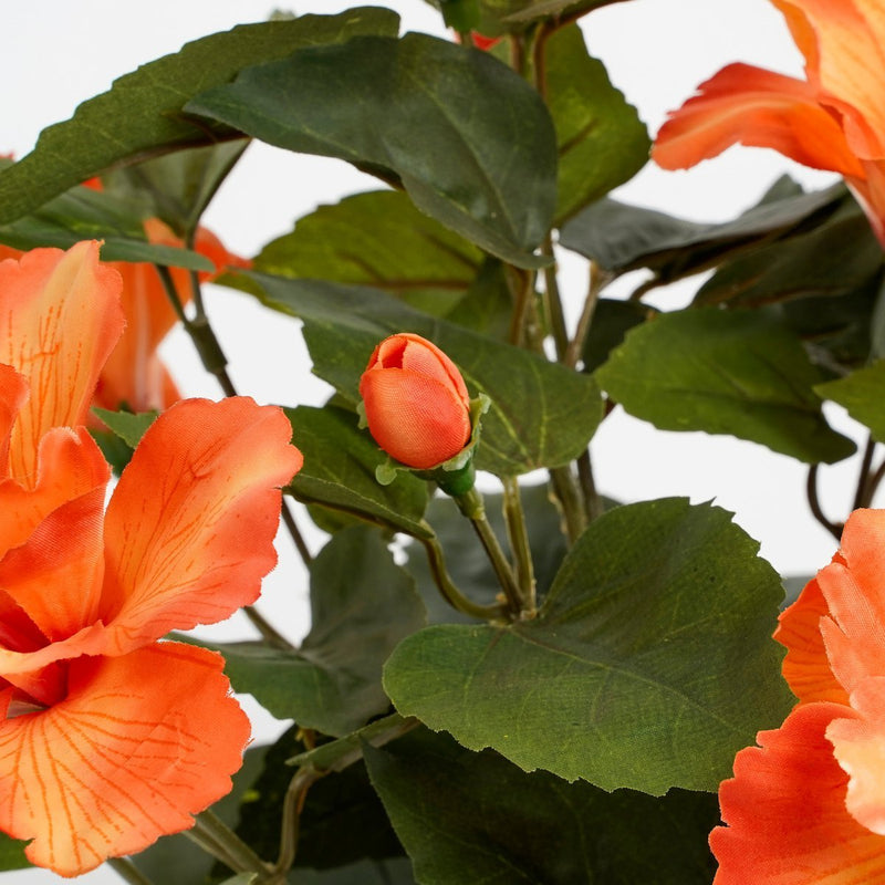 Hibiscus Kunstplant in Bloempot Stan - H40 x Ø30 cm - Oranje - Chic Choice