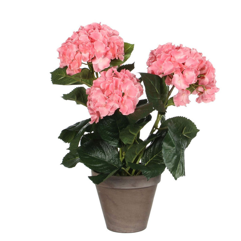 Hortensia Kunstplant in Bloempot Stan - H40 x Ø35 cm - Roze - Chic Choice