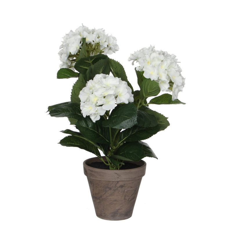 Hortensia Kunstplant in Bloempot Stan - H40 x Ø35 cm - Wit - Chic Choice