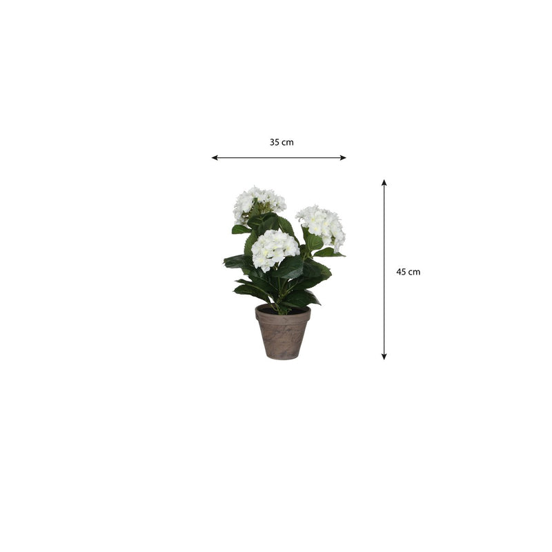 Hortensia Kunstplant in Bloempot Stan - H40 x Ø35 cm - Wit - Chic Choice
