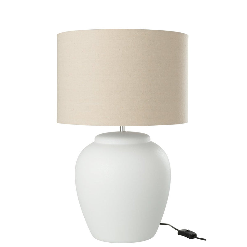 J-Line Lamp Meli + Kap Keramiek Linnen Wit Large - Chic Choice