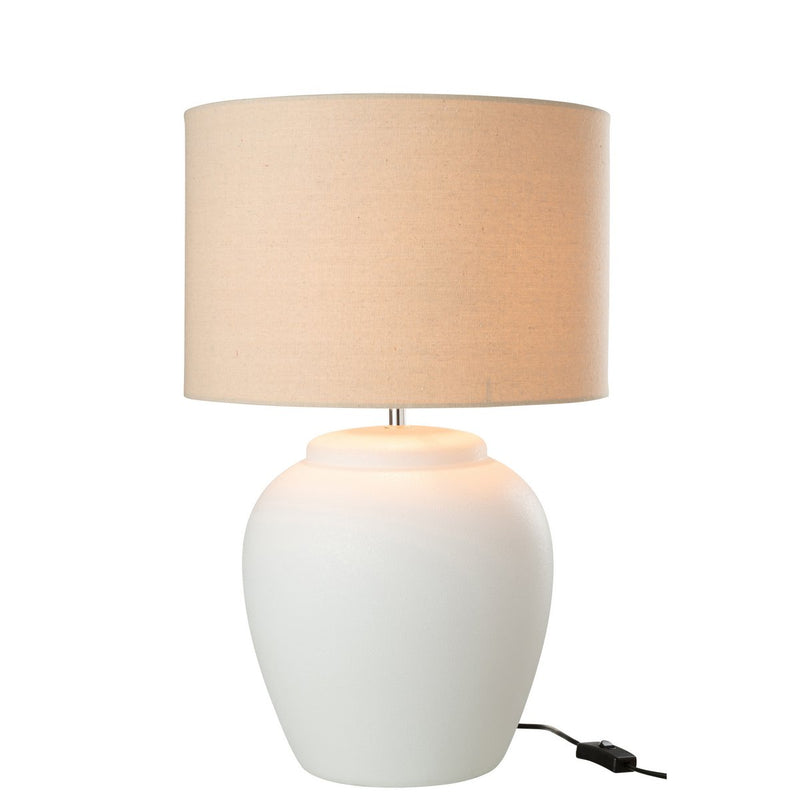 J-Line Lamp Meli + Kap Keramiek Linnen Wit Large - Chic Choice