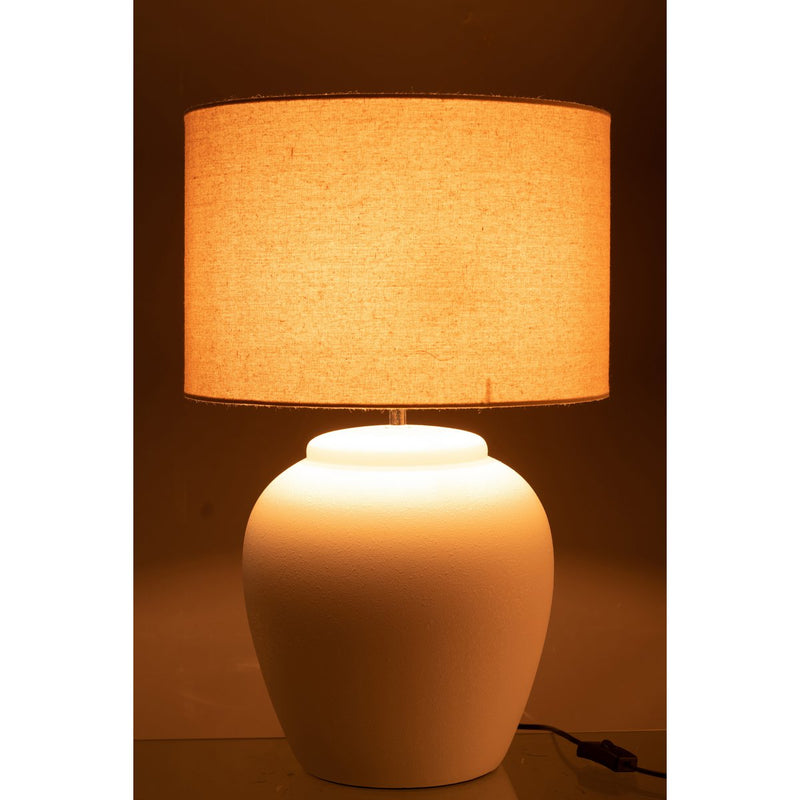 J-Line Lamp Meli + Kap Keramiek Linnen Wit Large - Chic Choice
