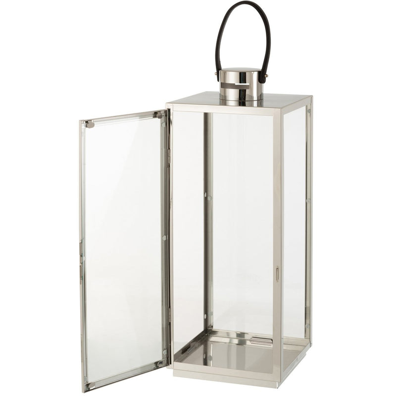 J-Line Lantaarn Vierkant Metaal/Glas Zilver - Chic Choice