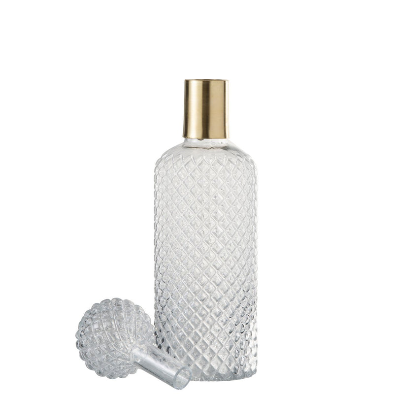 J-Line decoratie fles + stop Relief - glas - transparant - large - Chic Choice