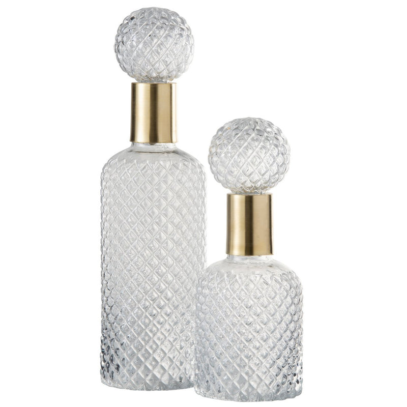 J-Line decoratie fles + stop Relief - glas - transparant - large - Chic Choice