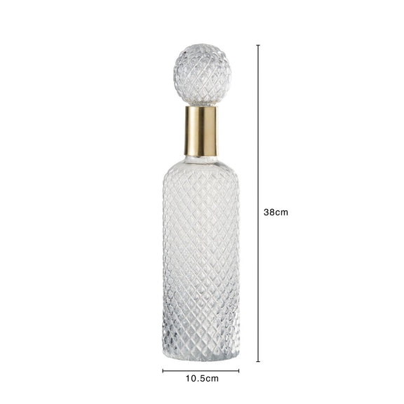 J-Line decoratie fles + stop Relief - glas - transparant - large - Chic Choice