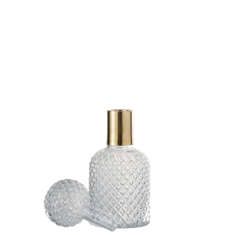 J-Line decoratie fles + stop Relief - glas - transparant - small - Chic Choice
