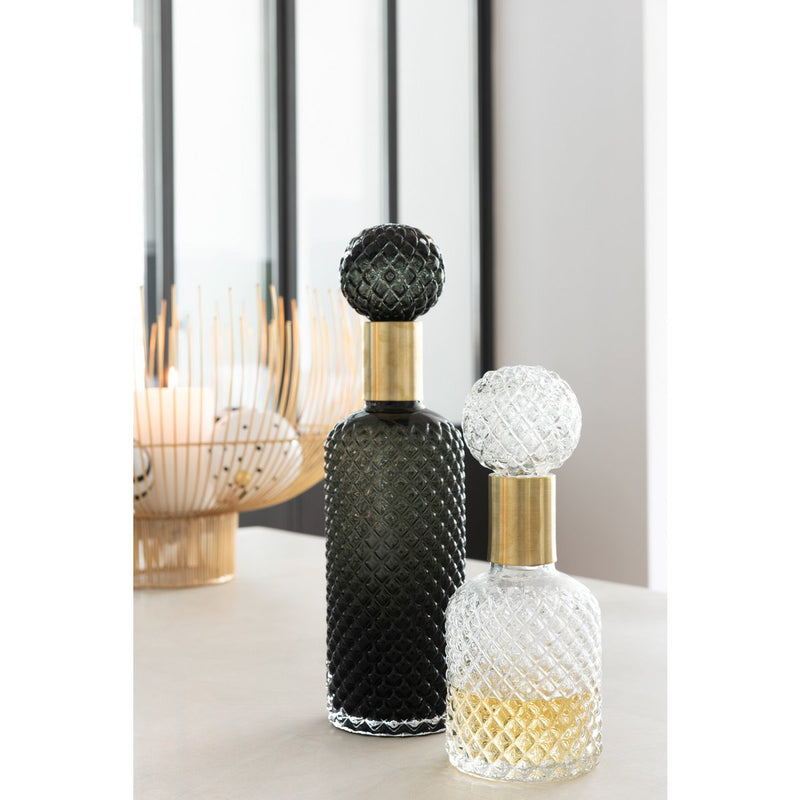 J-Line decoratie fles + stop Relief - glas - transparant - small - Chic Choice