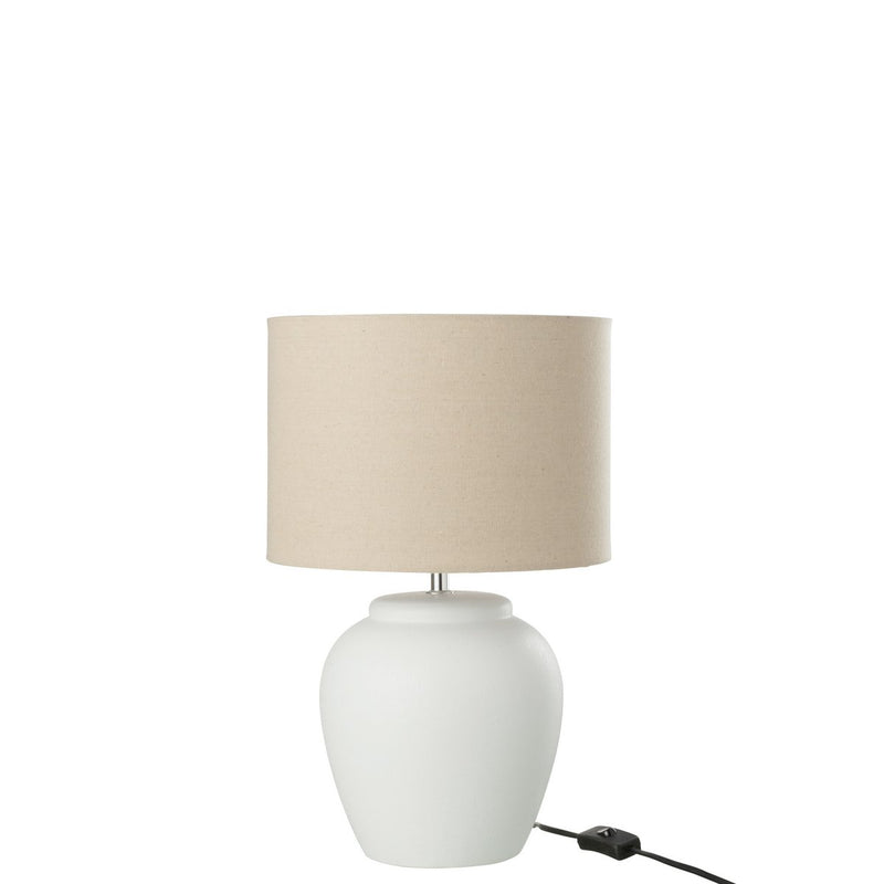 J-Line lamp Meli + Kap - keramiek - linnen - wit - small - Chic Choice