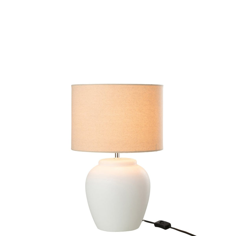 J-Line lamp Meli + Kap - keramiek - linnen - wit - small - Chic Choice