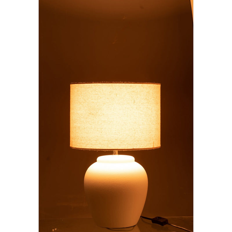 J-Line lamp Meli + Kap - keramiek - linnen - wit - small - Chic Choice
