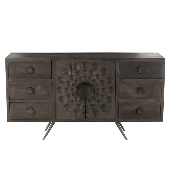 J-line kast Laag Etnisch 2 deuren + 6 laden - hout - bruin - Chic Choice