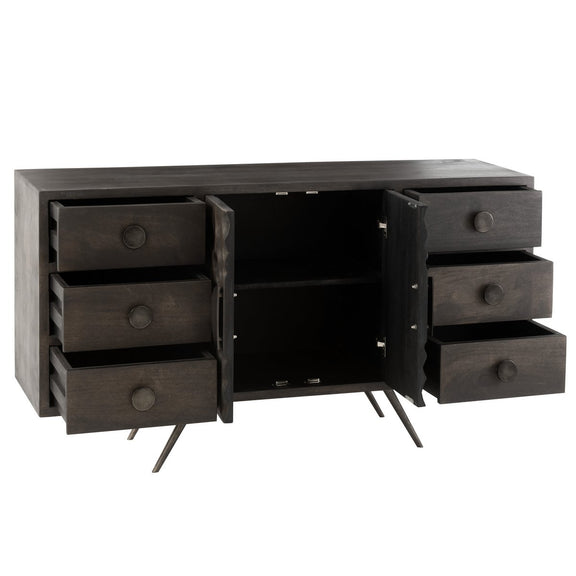 J-line kast Laag Etnisch 2 deuren + 6 laden - hout - bruin - Chic Choice