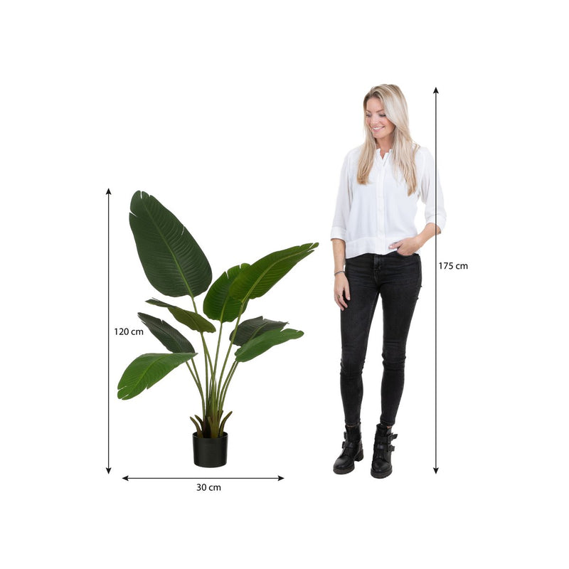 Kunstplant Bananenboom - H120 x Ø30 - Groen - Chic Choice